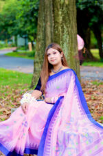 Pink and Blue Monipuri Saree - Image 4